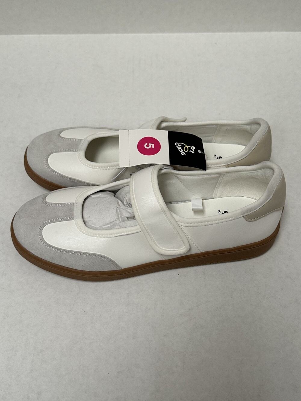 art class Girls' Kat Hook & Loop Closure Mary Jane Sneakers White Size 5